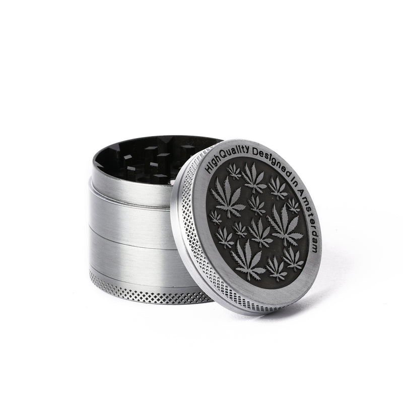 SILVER MULTI LEAF 50MM 4PC GRINDER - Sydney Vaporizers