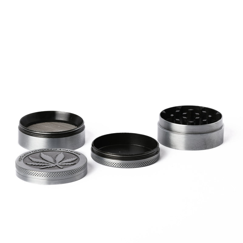 SILVER SINGLE LEAF 50MM 4PC GRINDER - Sydney Vaporizers