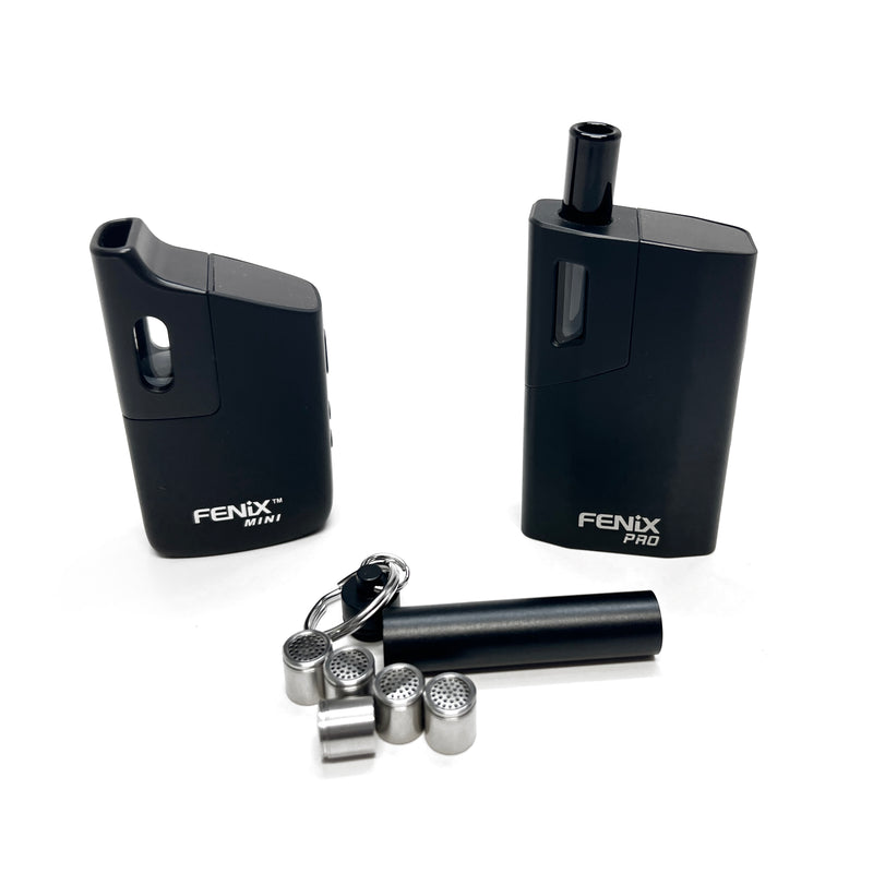 SYDNEY VAPORIZERS - 5 STAINLESS STEEL DOSING CAPS FOR FENIX PRO OR FENIX MINI IN A METAL KEYRING CADDY